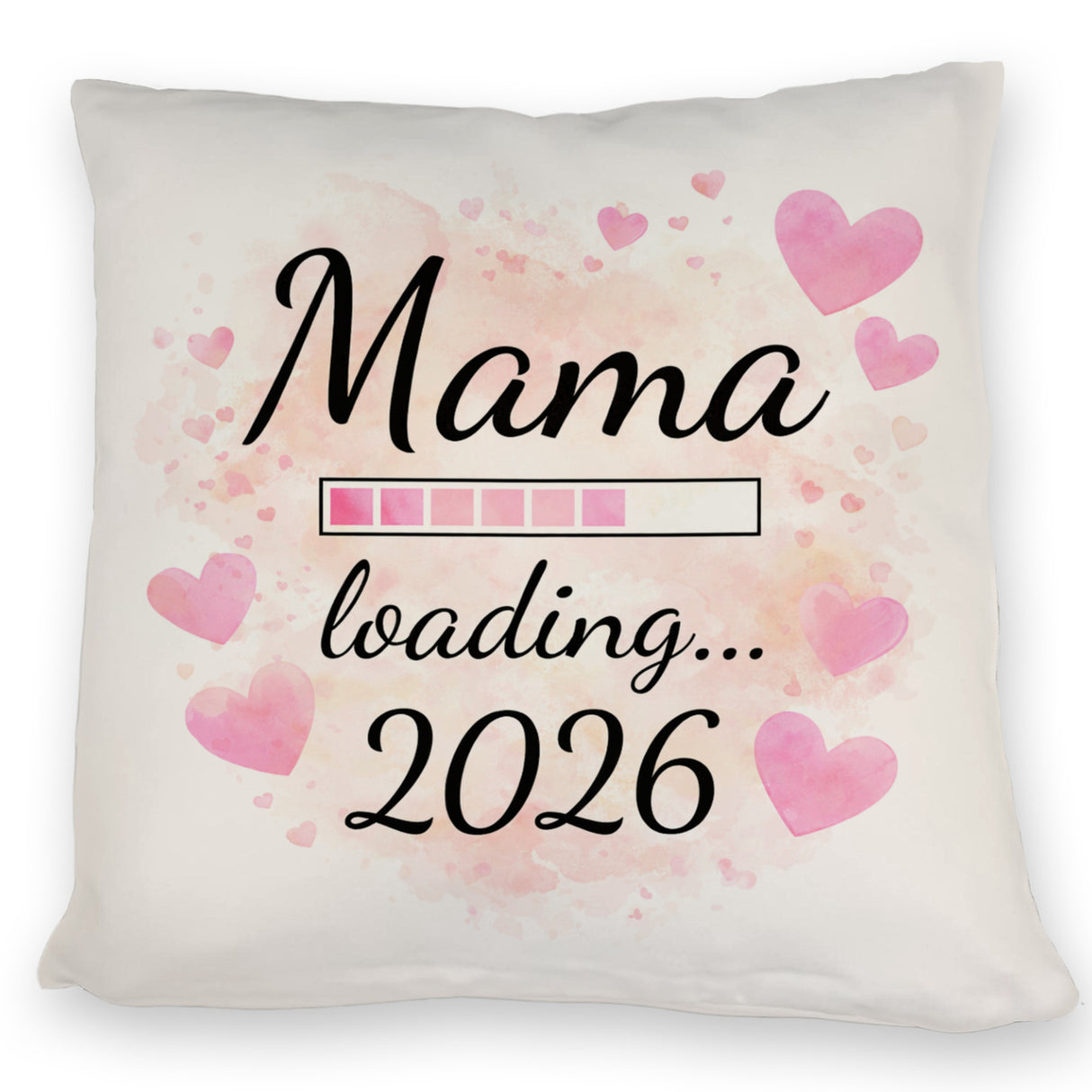 Rosa Herzen Mama Kissen - Mama loading... 2026