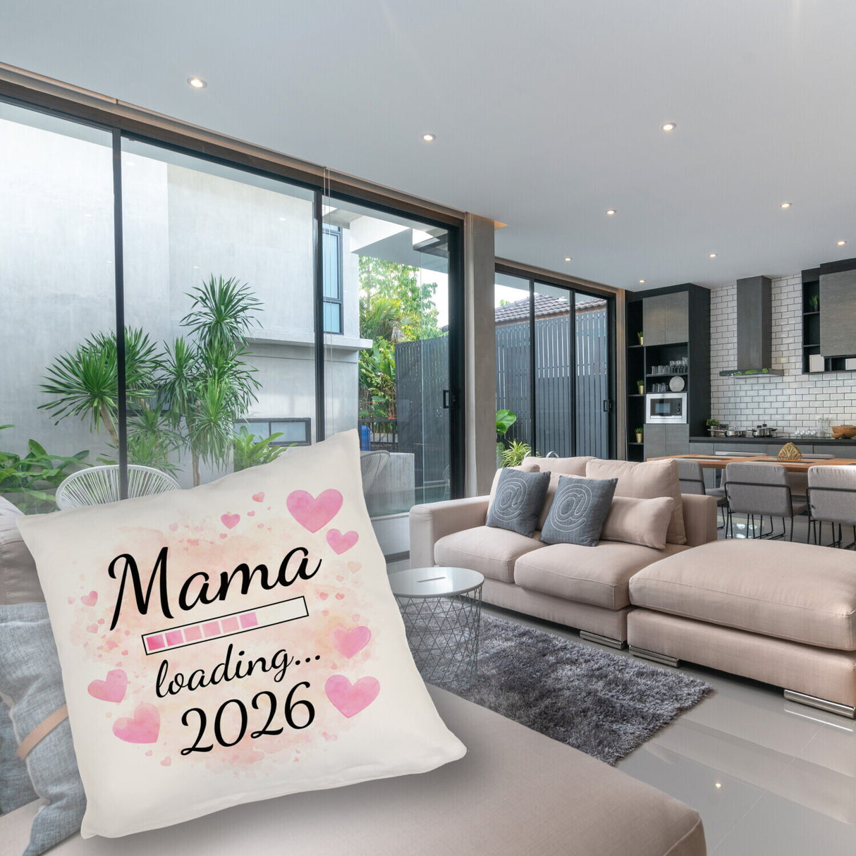 Rosa Herzen Mama Kissen - Mama loading... 2026