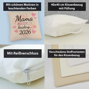 Rosa Herzen Mama Kissen - Mama loading... 2026