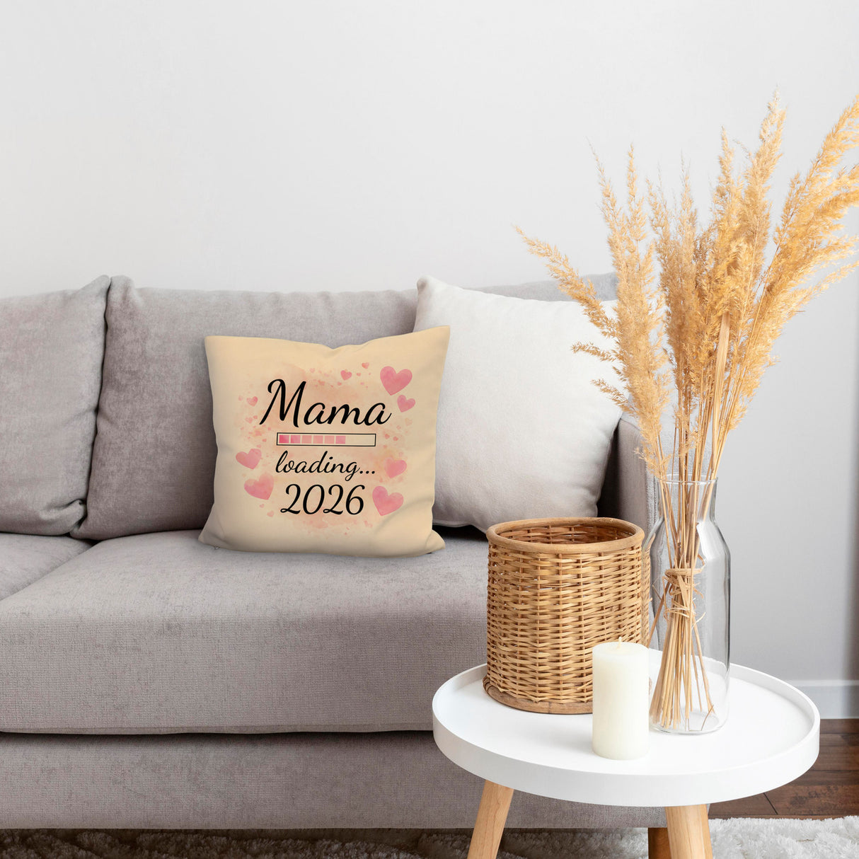 Rosa Herzen Mama Kissen - Mama loading... 2026