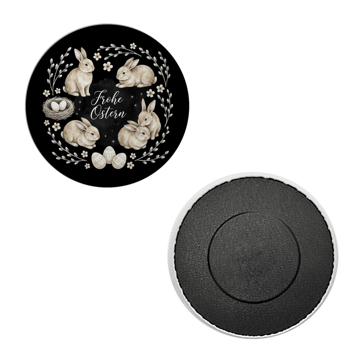 Frohe Ostern Magnet Haselnussfarbene Kaninchen mit Nest