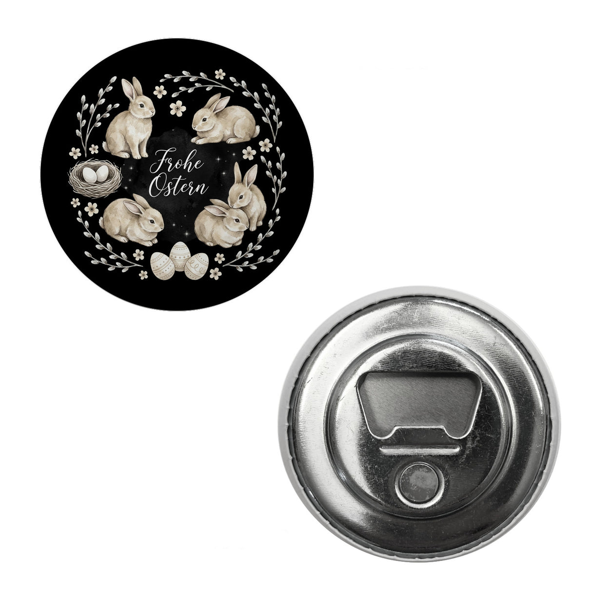 Frohe Ostern Magnet Haselnussfarbene Kaninchen mit Nest