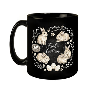 Frohe Ostern Kaffeebecher Haselnussfarbene Kaninchen mit Nest