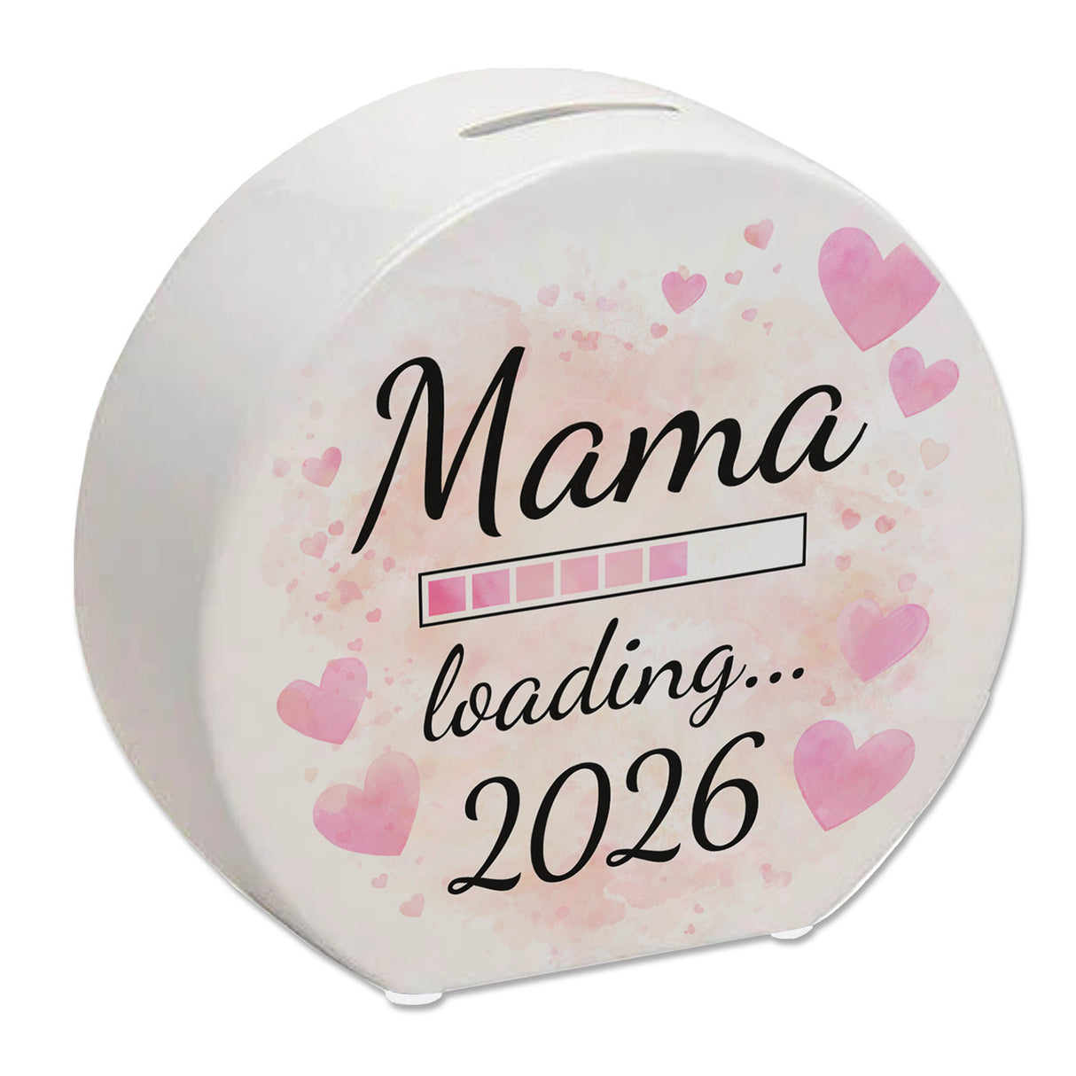 Rosa Herzen Mama Spardose - Mama loading... 2026