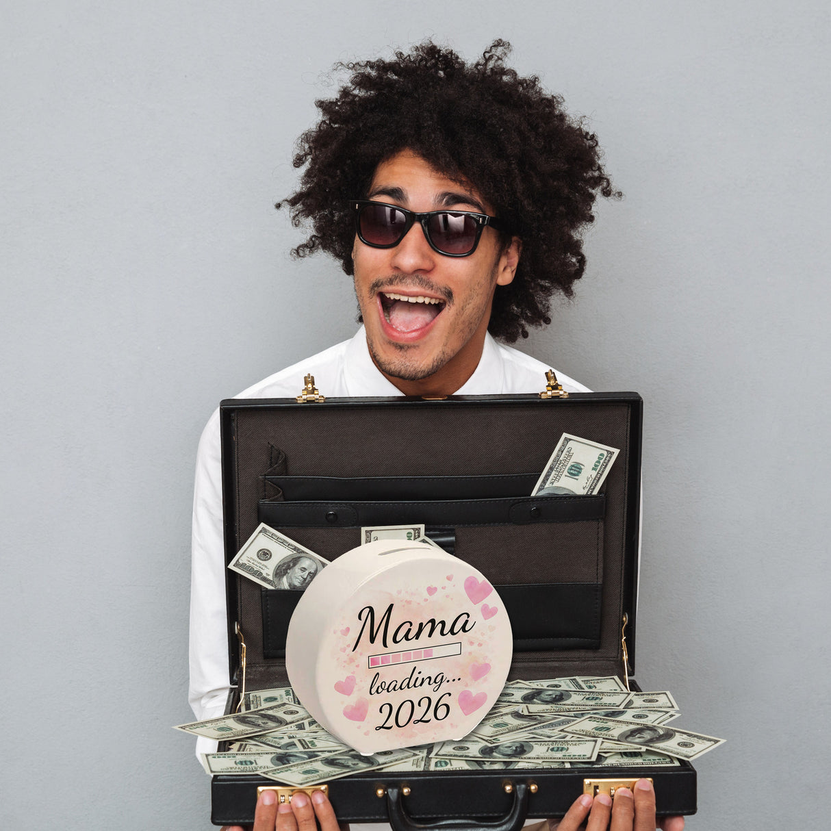 Rosa Herzen Mama Spardose - Mama loading... 2026