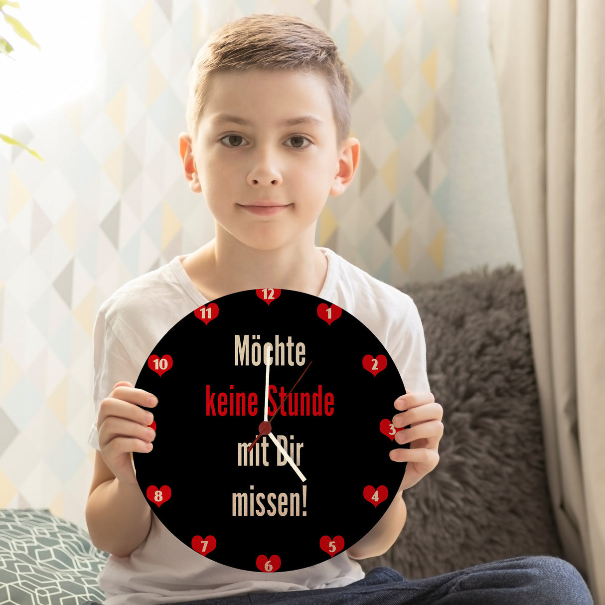 Zweisamkeit Wanduhr mit Spruch: Möchte keine Stunde mit dir missen