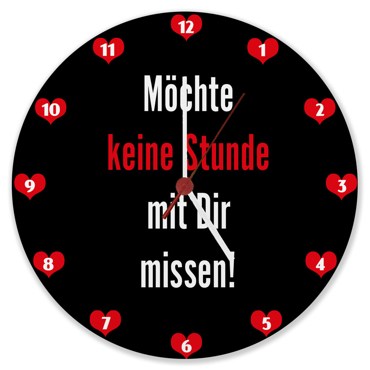 Zweisamkeit Wanduhr mit Spruch: Möchte keine Stunde mit dir missen