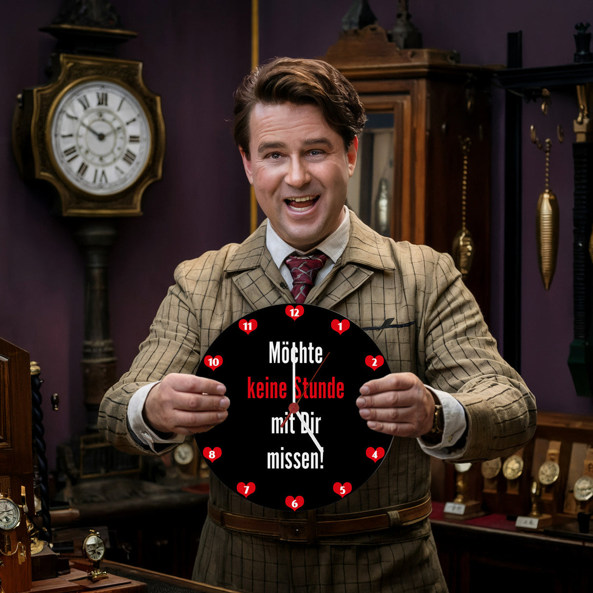 Zweisamkeit Wanduhr mit Spruch: Möchte keine Stunde mit dir missen