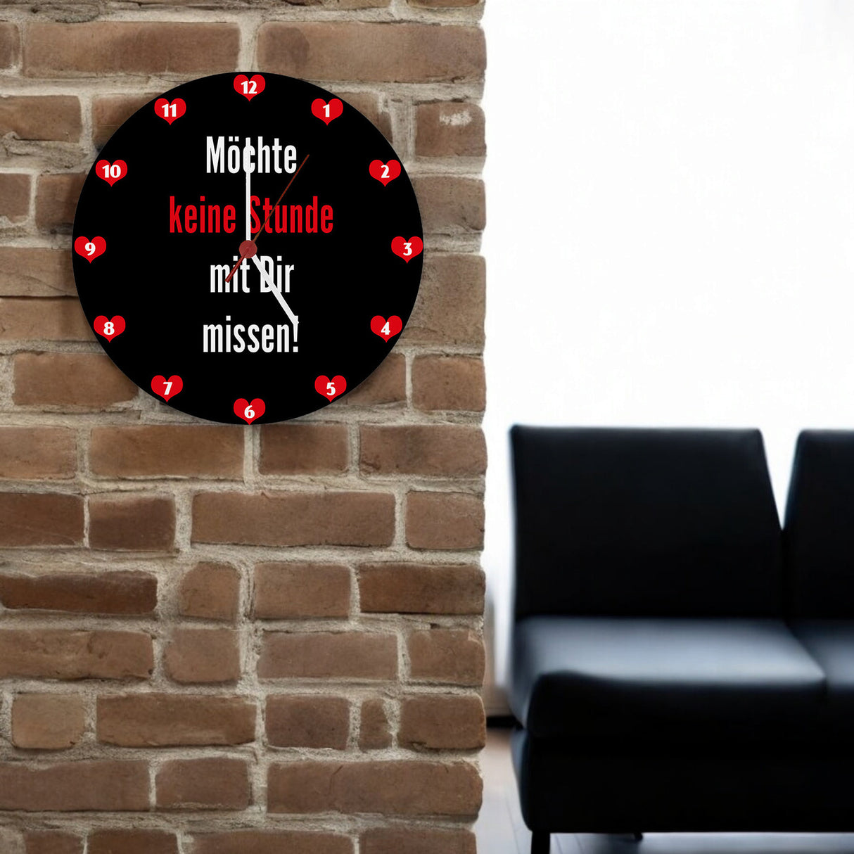 Zweisamkeit Wanduhr mit Spruch: Möchte keine Stunde mit dir missen