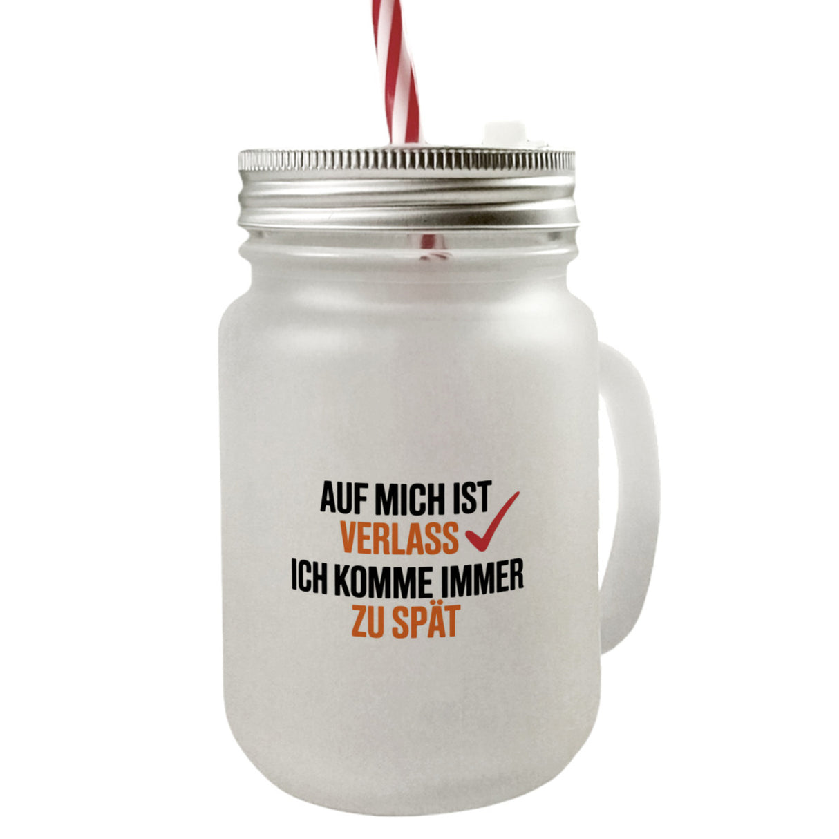 Auf mich ist immer verlass immer zu spät Trinkglas mit Bambusdeckel