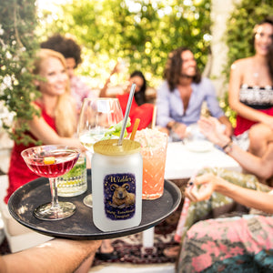 Widder Sternzeichen Cabybara Trinkglas mit Bambusdeckel für Astrologie Fans