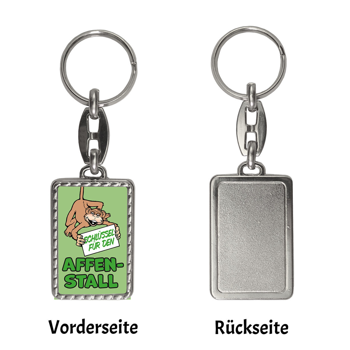Affe Schlüsselanhänger mit Spruch: Schlüssel für den Affenstall