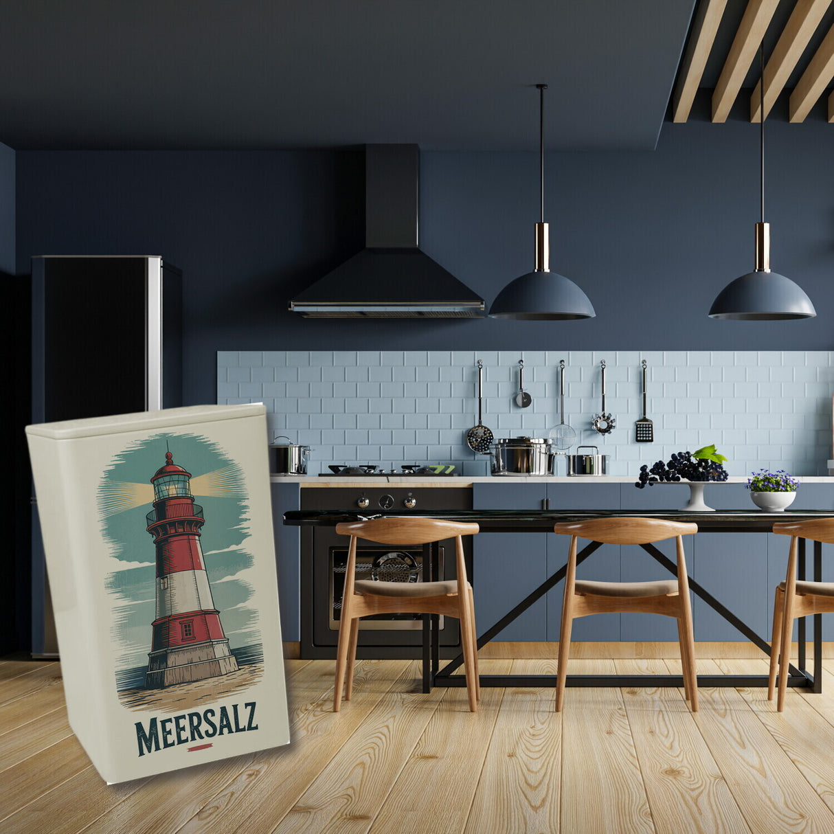 Meersalz Vintage Dose 900ml mit Leuchtturm für Küstenliebhaber