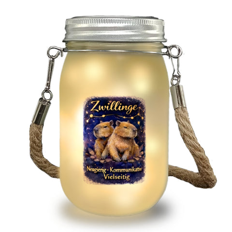 Zwilling Sternzeichen Cabybara Solarlicht für Astrologie Fans