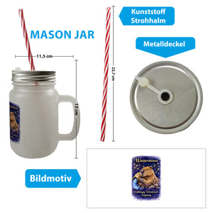 Wassermann Sternzeichen Cabybara Trinkglas mit Bambusdeckel für Astrologie Fans