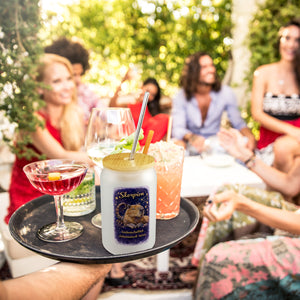 Skorpion Sternzeichen Cabybara Trinkglas mit Bambusdeckel für Astrologie Fans