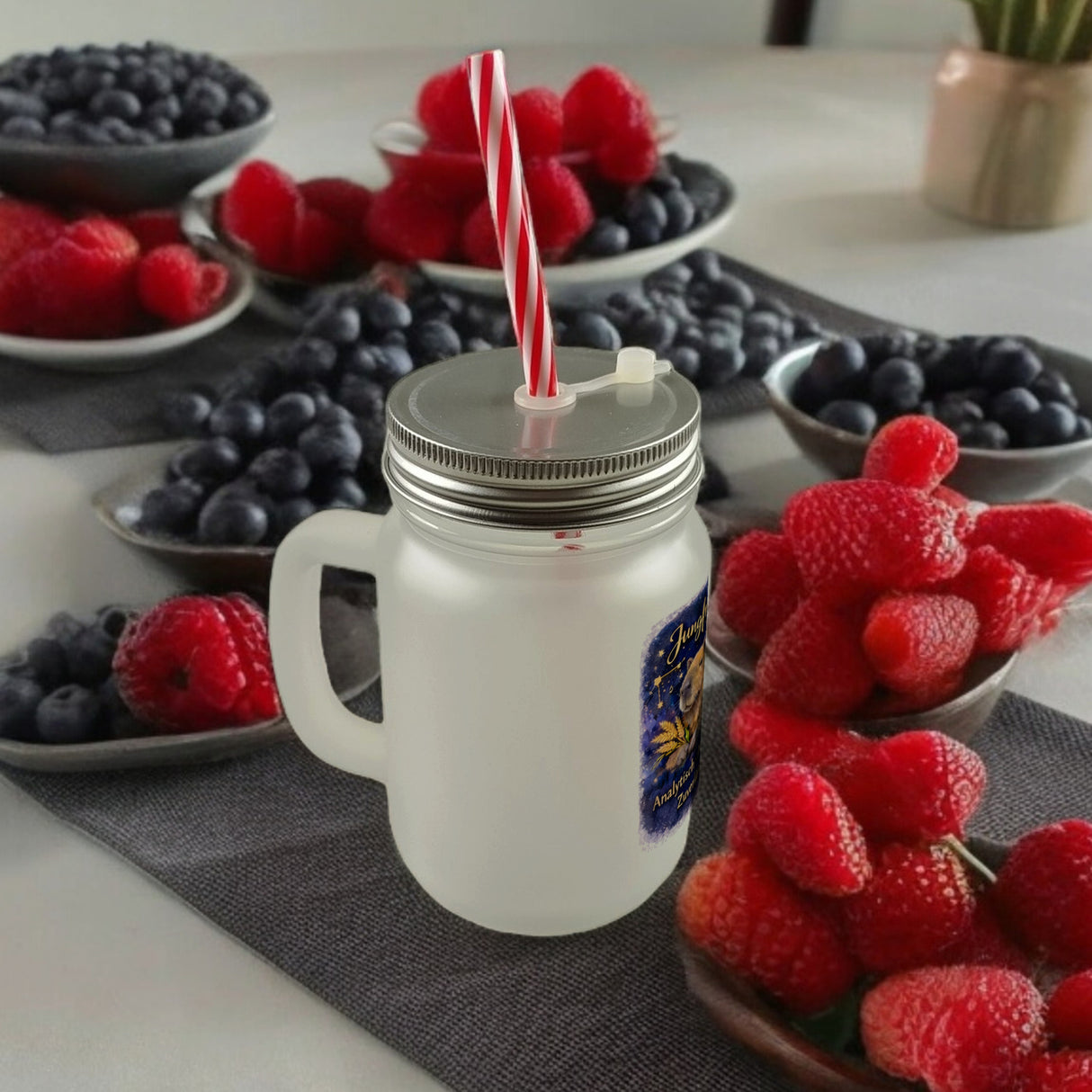 Jungfrau Sternzeichen Cabybara Trinkglas mit Bambusdeckel für Astrologie Fans