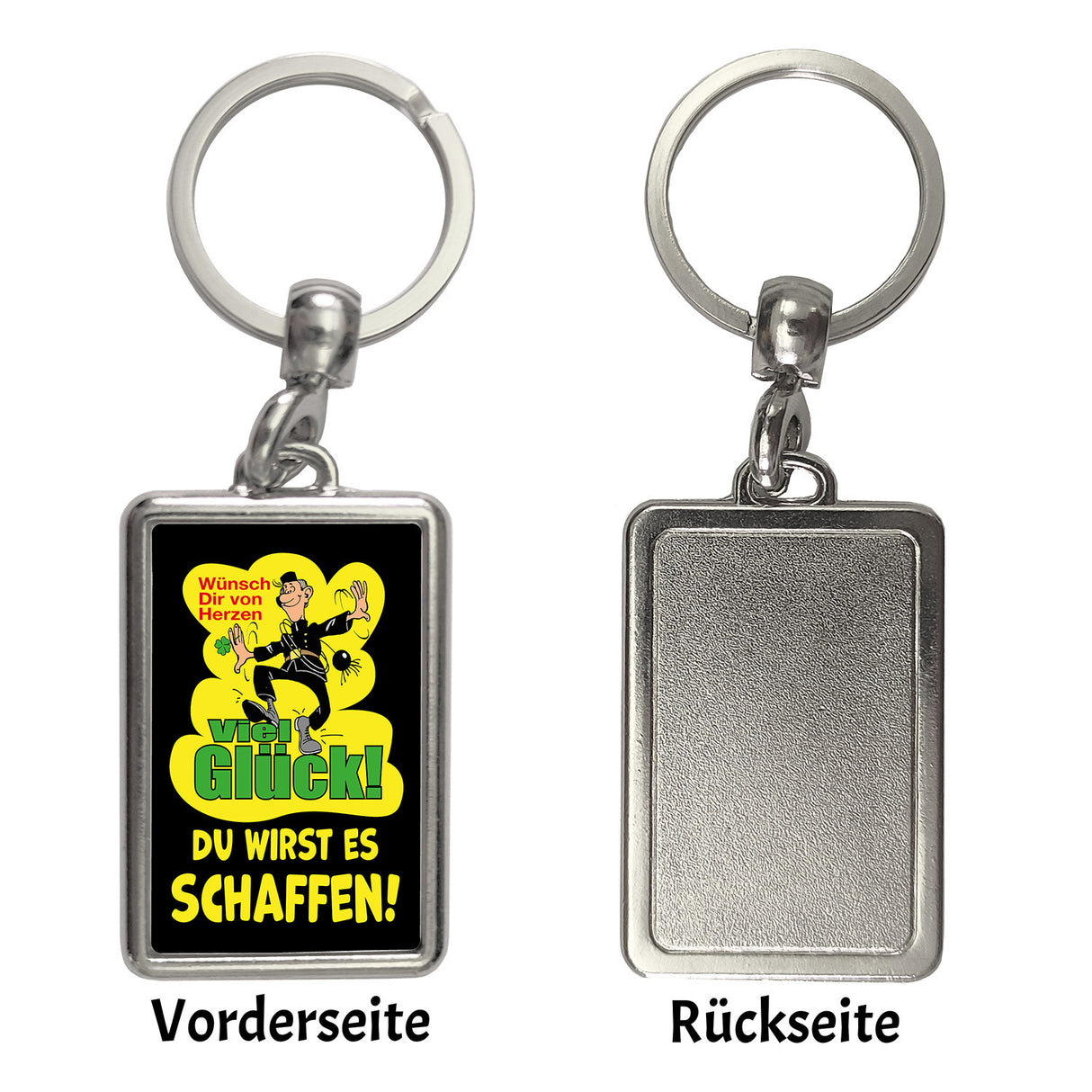 Kaminfeger Schlüsselanhänger mit Spruch: Viel Glück, du schaffst es!