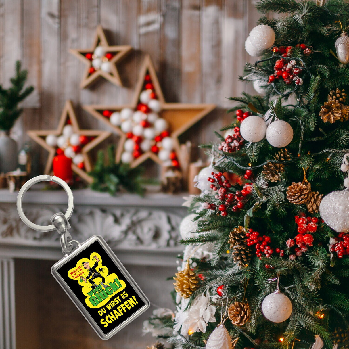 Kaminfeger Schlüsselanhänger mit Spruch: Viel Glück, du schaffst es!