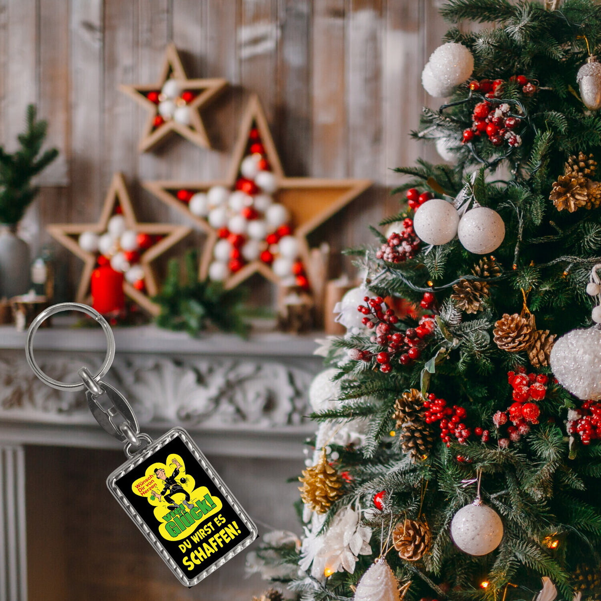 Kaminfeger Schlüsselanhänger mit Spruch: Viel Glück, du schaffst es!