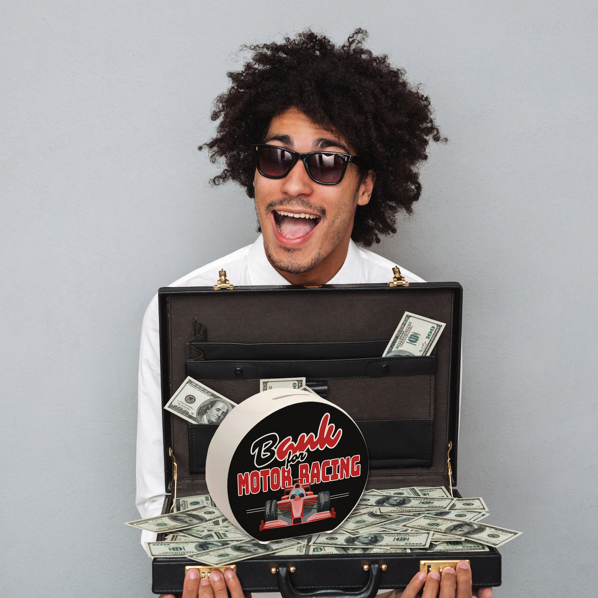 Sportwagen Spardose mit Spruch: Bank for Motor Racing