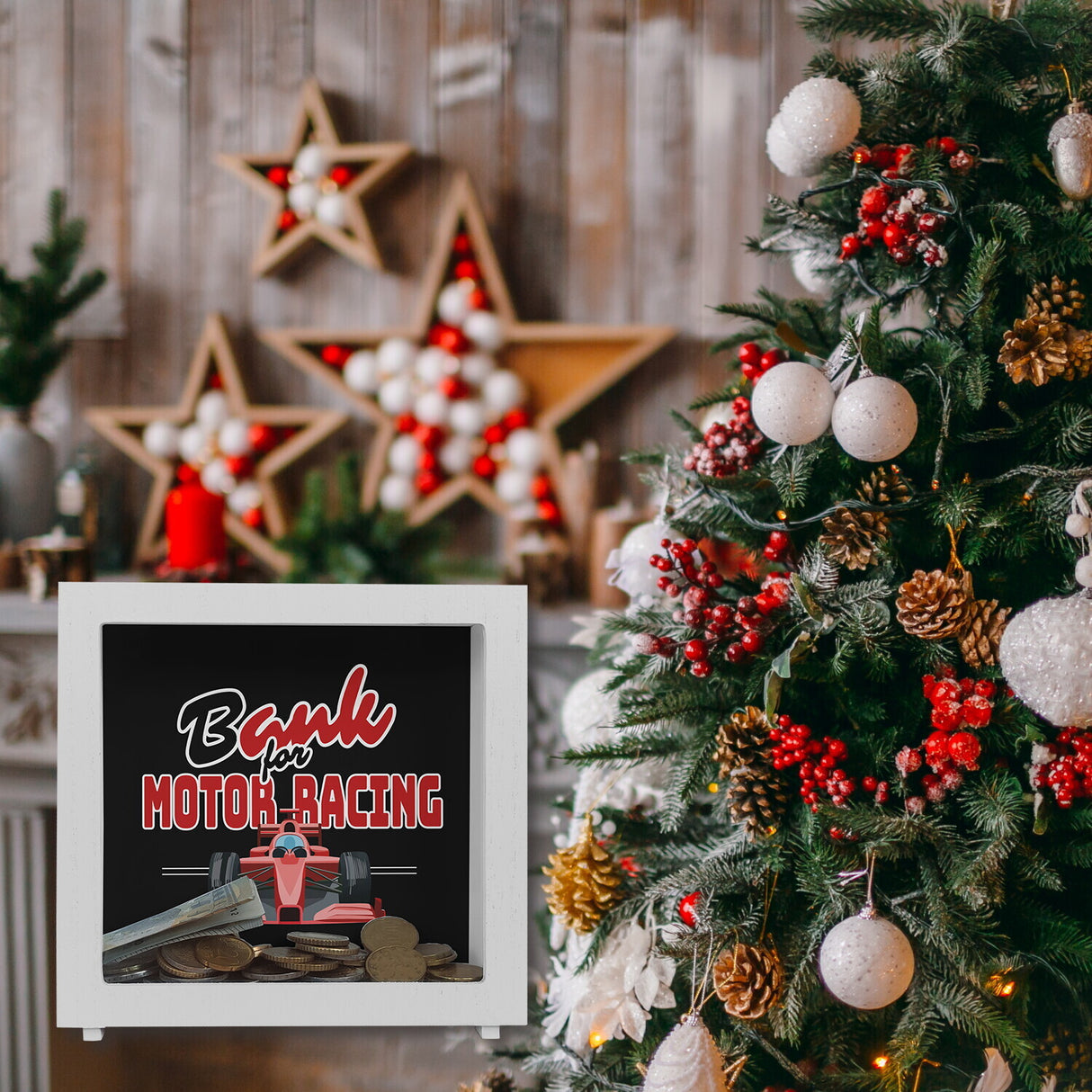 Sportwagen Spardose mit Spruch: Bank for Motor Racing