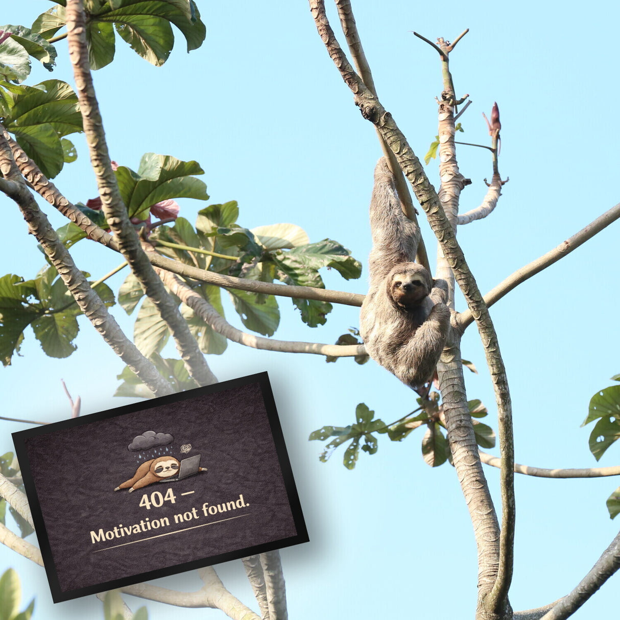 Faultier Laptop 404 Motivation not found Fußmatte in 35x50 cm