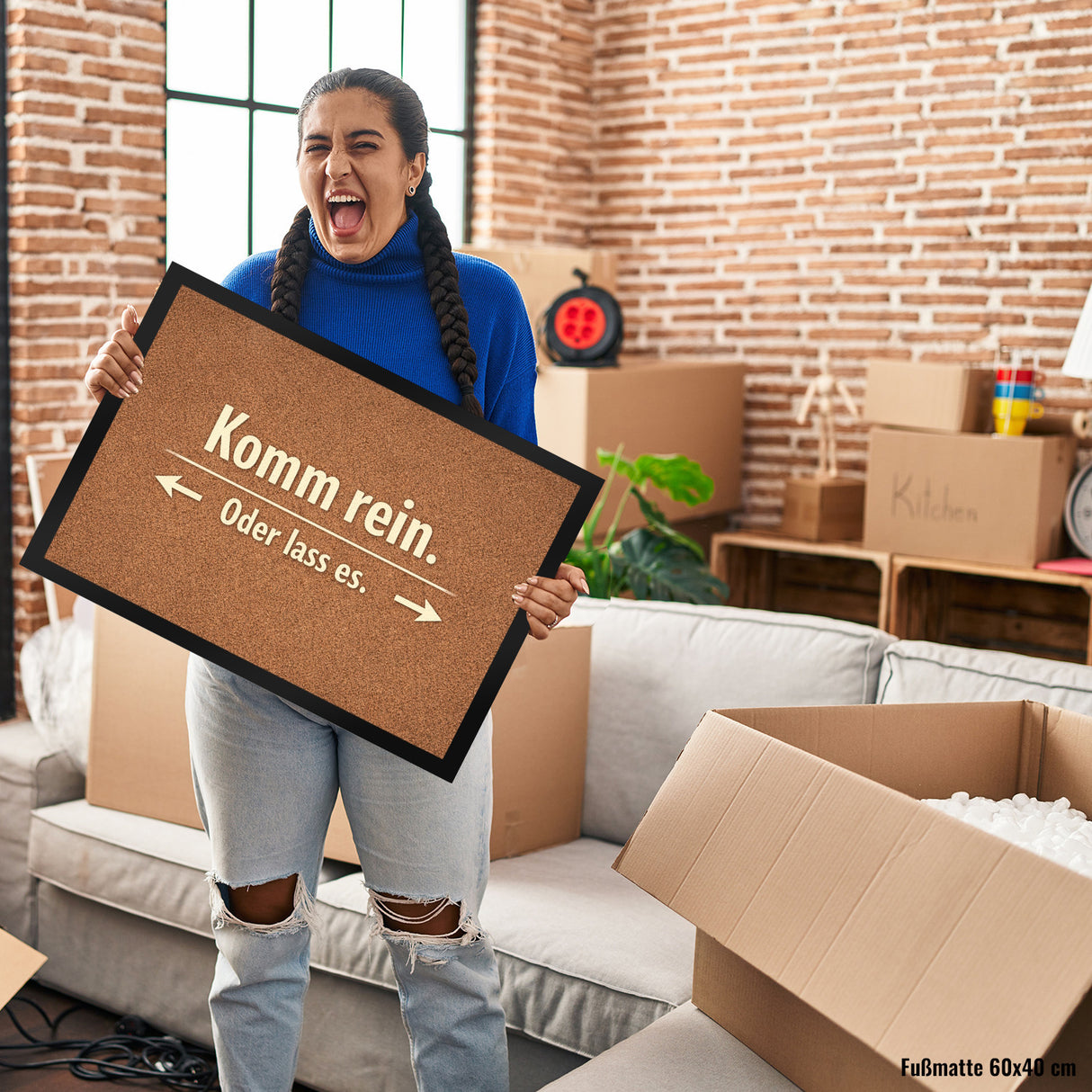 Kork-Effekt Komm rein Oder lass es Fußmatte in 35x50 cm