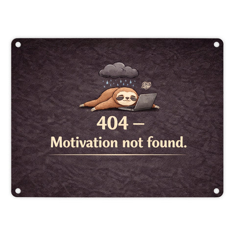 Faultier Laptop 404 Motivation not found Metallschild in 15x20 cm