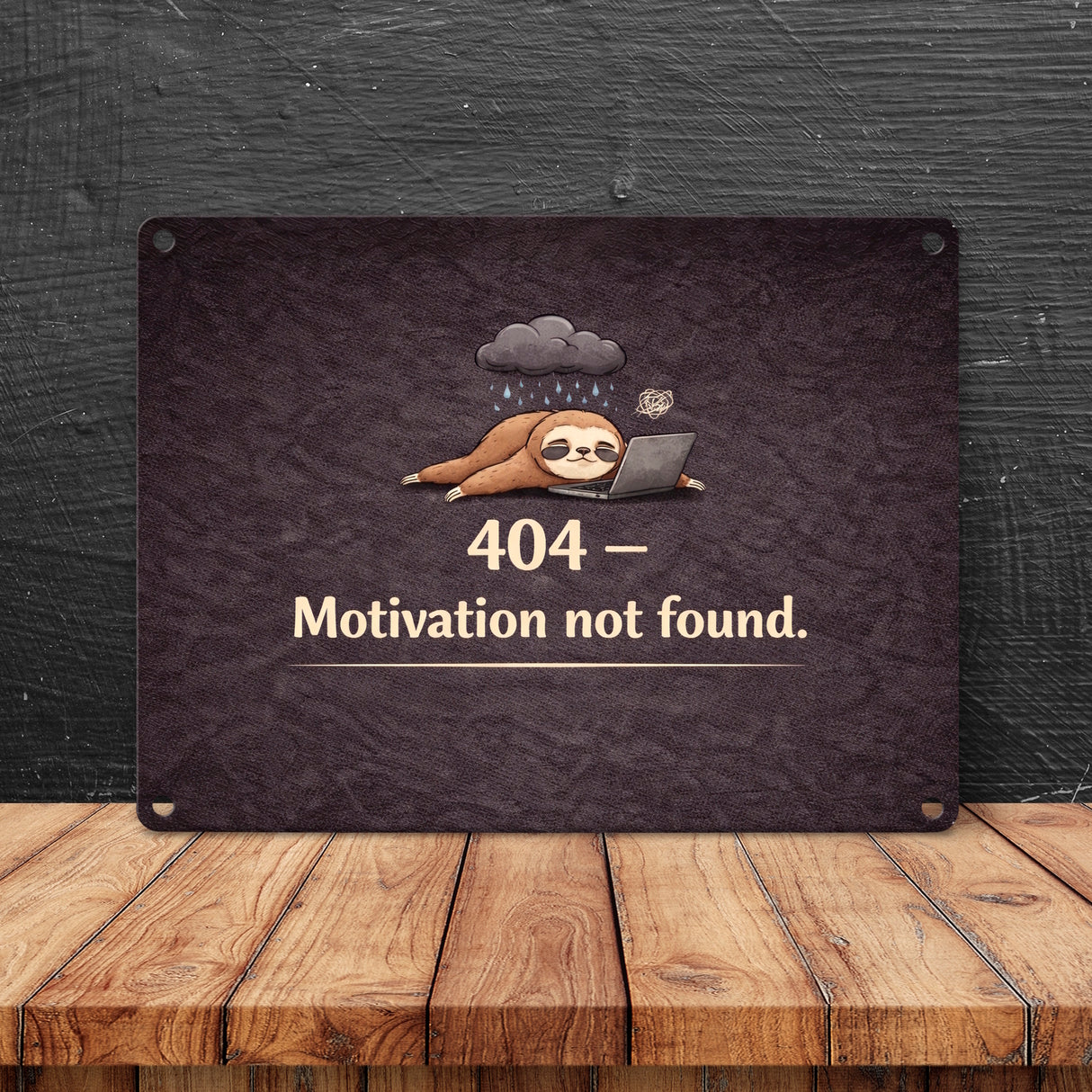 Faultier Laptop 404 Motivation not found Metallschild in 15x20 cm