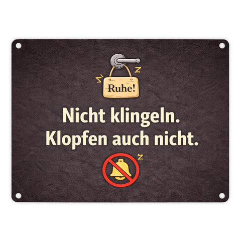 Nicht klingeln. Klopfen auch nicht. Türgriff Ruhe Metallschild in 15x20 cm