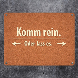 Kork-Effekt Komm rein Oder lass es Metallschild in 15x20 cm