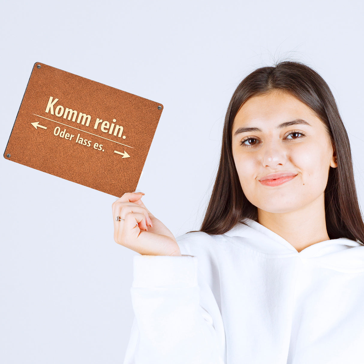 Kork-Effekt Komm rein Oder lass es Metallschild in 15x20 cm