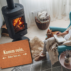 Kork-Effekt Komm rein Oder lass es Metallschild in 15x20 cm