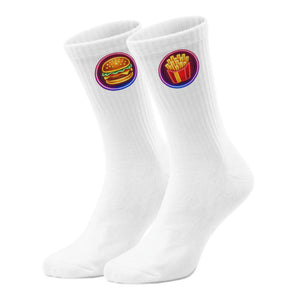 epicsocks Neon Fast Food Fiesta Burger mit Pommes Socken in 37-41 im Paar