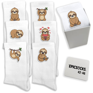 epicsocks Faultier Freude Socken in 37-41 im 6er Set in Geschenkdose im 6er Set in Geschenkbox