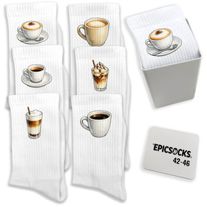 epicsocks Kaffeegenuss Socken in 37-41 im 6er Set in Geschenkdose im 6er Set in Geschenkbox