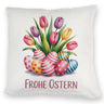 Tulpen und Ostereier Frohe Ostern Kissen