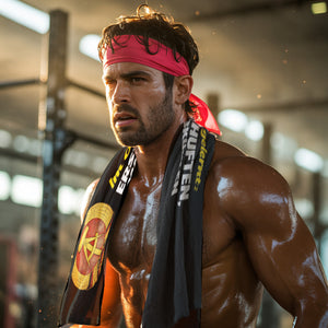 DDR-Logo Ost-Stolz Eishandtuch - schuften, dann abkühlen