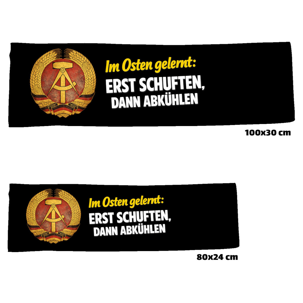 DDR-Logo Ost-Stolz Eishandtuch - schuften, dann abkühlen