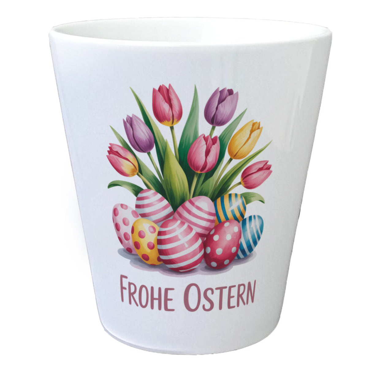 Tulpen und Ostereier Frohe Ostern Blumentopf