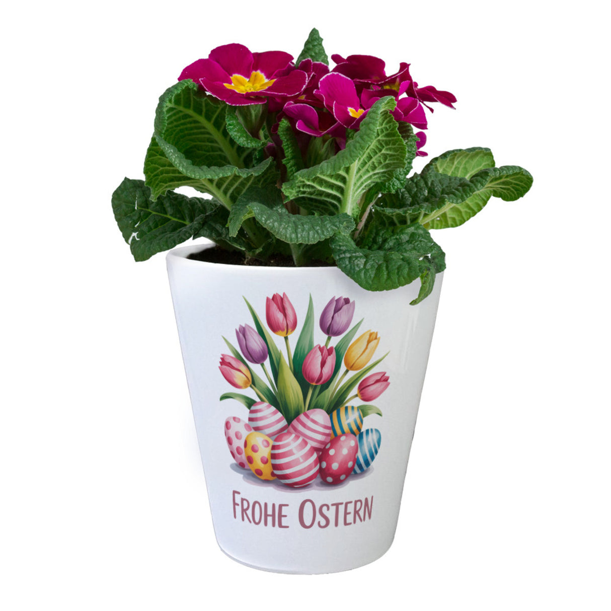 Tulpen und Ostereier Frohe Ostern Blumentopf