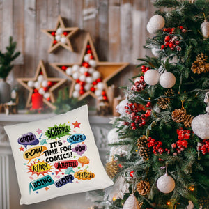 Comic Kissen mit Spruch: Comics time: POW, WOW, BOING!