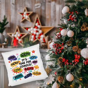 Comic Kissen mit Spruch: Comics time: POW, WOW, BOING!