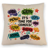 Comic Kissen mit Spruch: Comics time: POW, WOW, BOING!