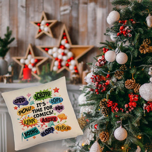 Comic Kissen mit Spruch: Comics time: POW, WOW, BOING!