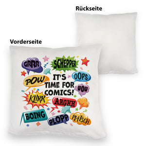 Comic Kissen mit Spruch: Comics time: POW, WOW, BOING!