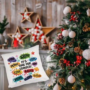 Comic Kissen mit Spruch: Comics time: POW, WOW, BOING!