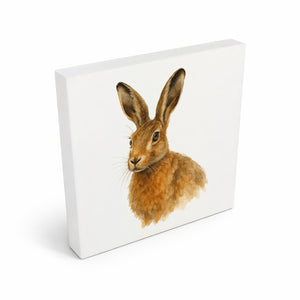 Tiere des Waldes Aquarellhase Holzbild in 10x10 cm zum Stellen oder Aufhängen