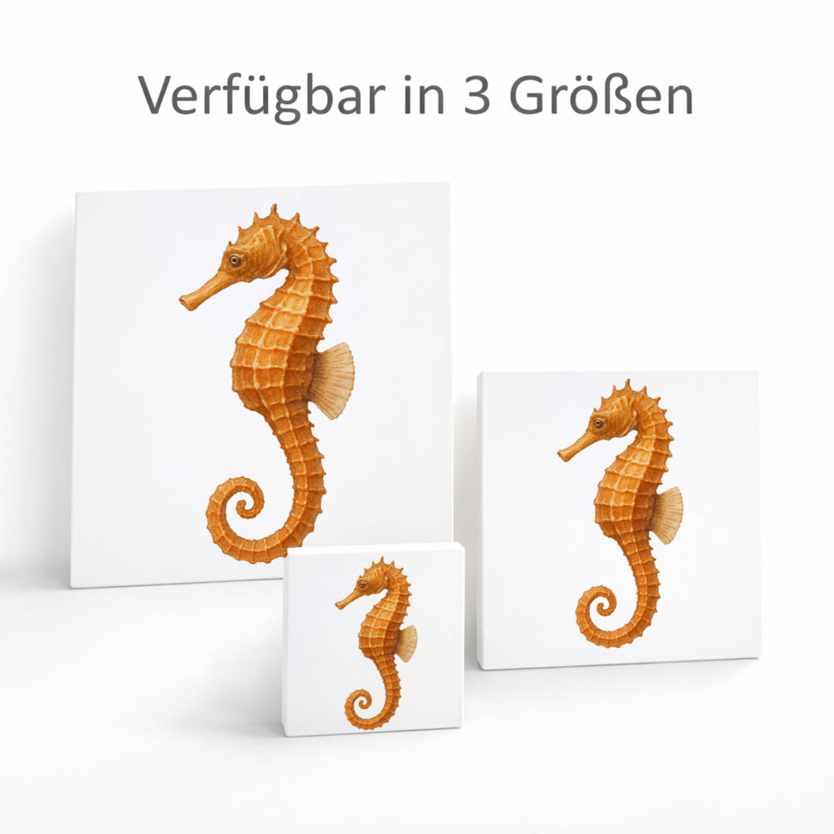 Wasserwelt Seepferdchen Illustration Holzbild in 10x10 cm zum Stellen oder Aufhängen